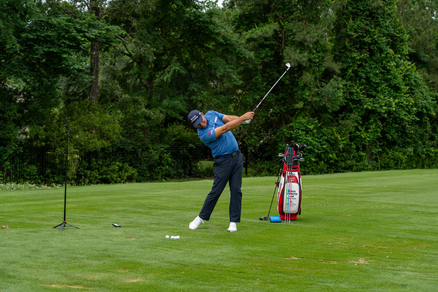 Golfer training with SuperSpeed Golf speed sticks to add swing speed